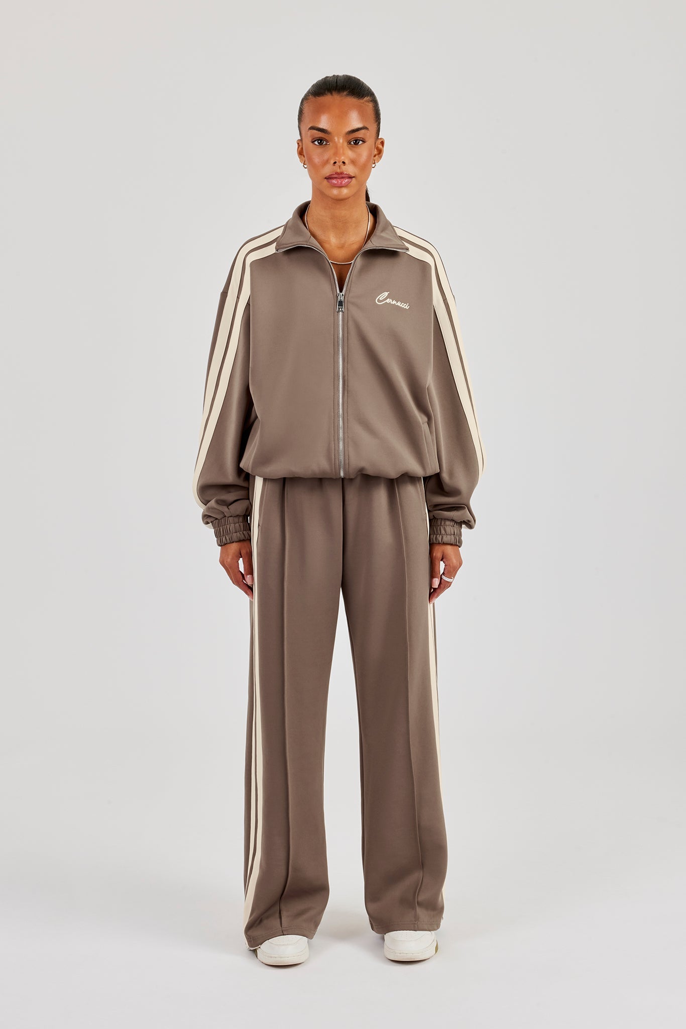 Taping Wide Leg Track Pant - Taupe